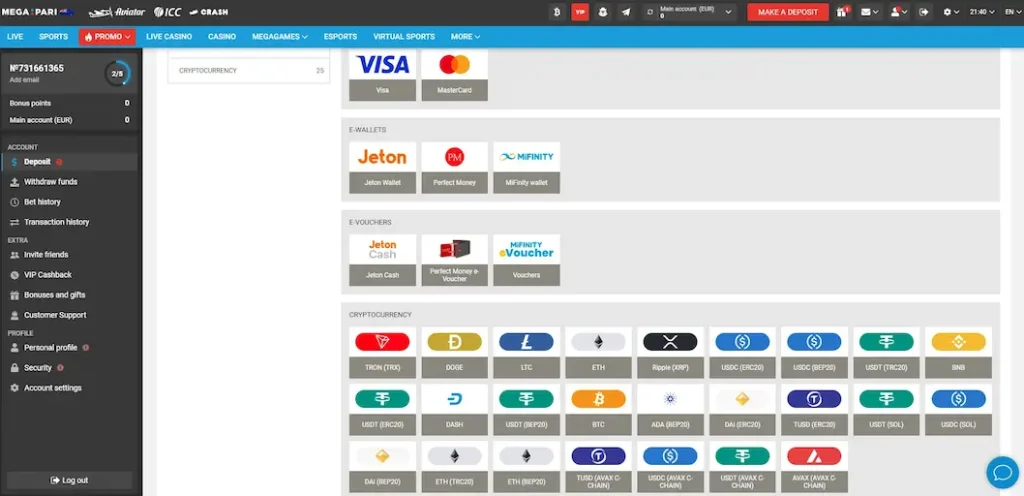 Megapari Mobil Uygulama Banka Seçenekleri